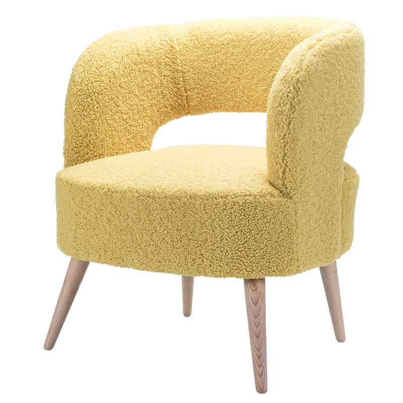Ebern Designs Staki Lambswool Sherpa Upholstered Barrel Chair | Wayfair